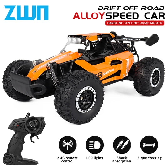 ZWN 1:16/1:20 2.4G Model RC Car With LED Light 2WD Off-road Remote Control Climbing Vehicle Outdoor Cars Toy Gifts for Kids