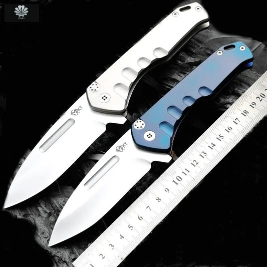 TRSKT Medford MKT01 Folding Knife Outdoor Flipper Camping Knives D2 Blade, Steel Handle  EDC Tool Pocket Knives Dropshipping