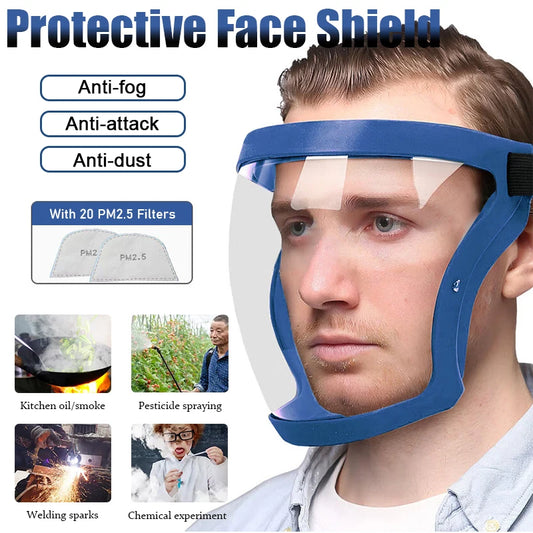 Protective Face Shield Dustproof Impact Resistance Woodworking Work Mask Reusable Transparent Safety Glasses Protection Mask