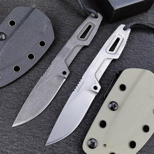 SATRE Fixed Blade Knife Small Outdoor Tactical Hunting Tools D2 Steel Survival EDC Pocket Knives Self Defense Gift K Sheath